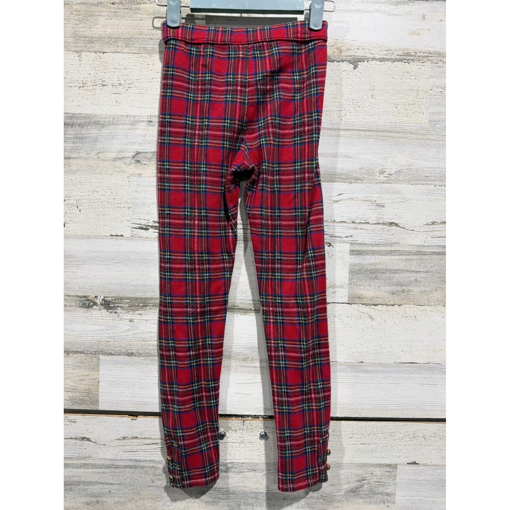 Janie and Jack Plaid Pants Girls 8 Red Tartan Gold Button Holiday EUC - Picture 3 of 4